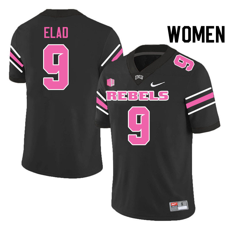 Women #9 Jett Elad UNLV Rebels College Football Jerseys Stitched-Black